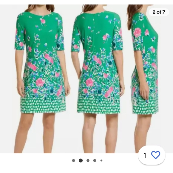 Eliza J Floral Border Print Sheath Dress in Coral Size 6 - Picture 3 of 5